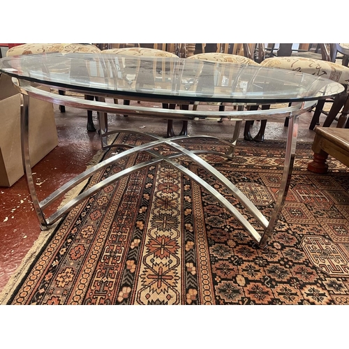 468 - Retro chrome and glass topped coffee table