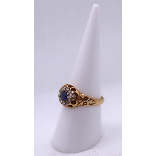 58 - 18ct gold sapphire & diamond set ring - Size O