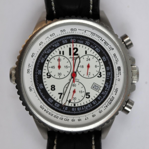 89 - Aeromatic 1912 - Stainless steel/white dial quartz chronograph with leather strap