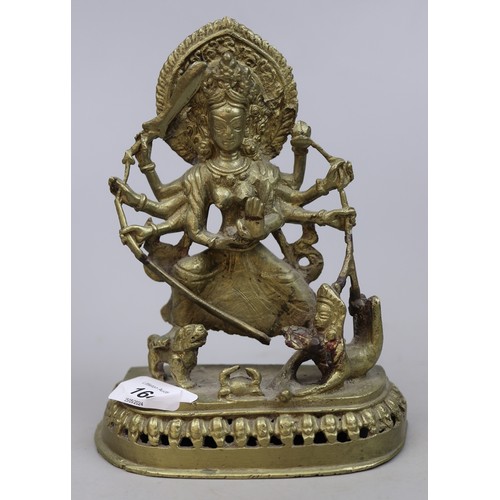 164 - 4 x Eastern Deities in Brass. Nepali Mahakali, Tibetan Avolekitsvara, Shiva and 1 other