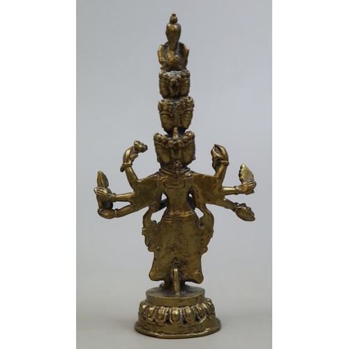 164 - 4 x Eastern Deities in Brass. Nepali Mahakali, Tibetan Avolekitsvara, Shiva and 1 other