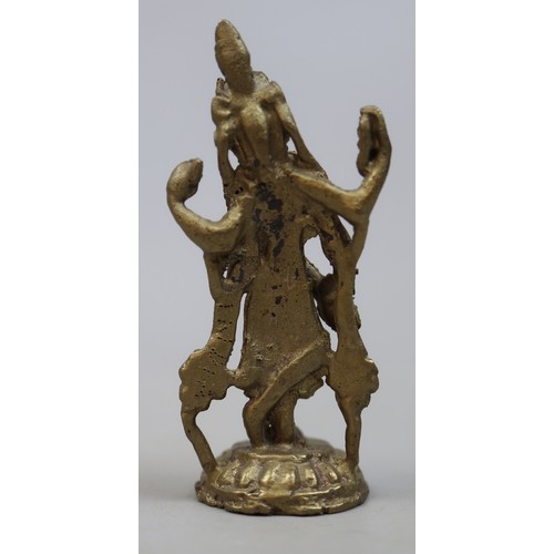 164 - 4 x Eastern Deities in Brass. Nepali Mahakali, Tibetan Avolekitsvara, Shiva and 1 other