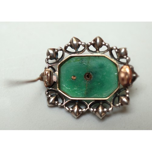 51 - Fine antique diamond and jade brooch