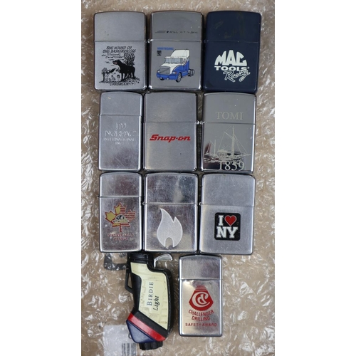 120 - Collection of 9 Zippo lighters together with another