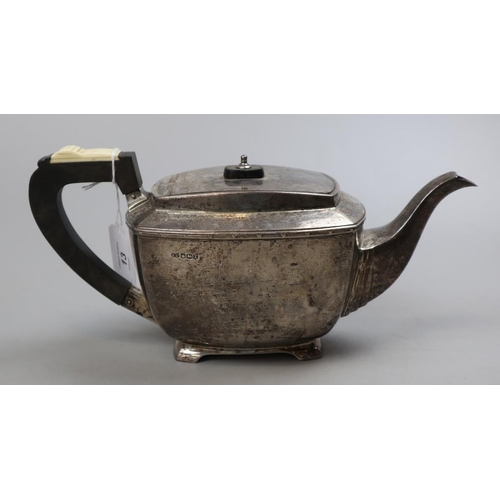13 - Hallmarked silver teapot - Approx weight 709g
