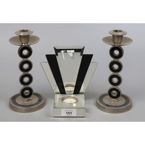 151 - Art Deco style candlestick set 