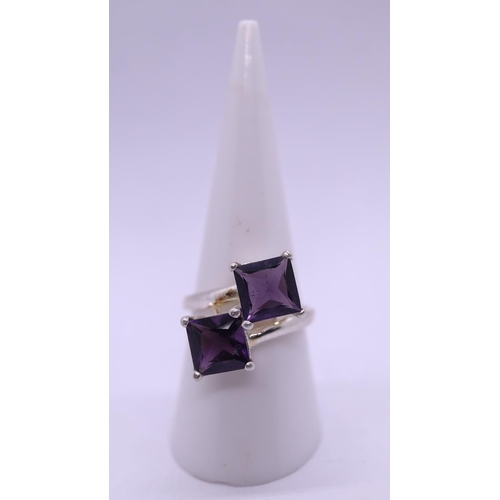 17 - Silver amethyst ring - Size P