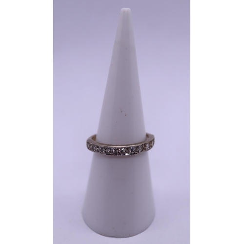 20 - 18ct white gold 1/2 hoop diamond ring - Size L½