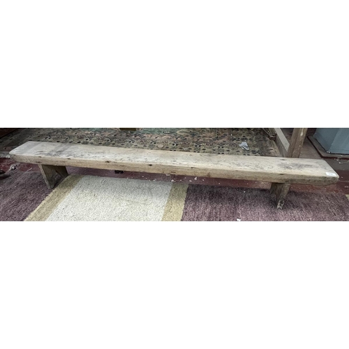 259 - Rustic wooden pig bench - Approx length: 164cm