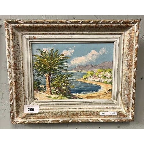 269 - Robert Giovani framed oil - Tropical beach scene