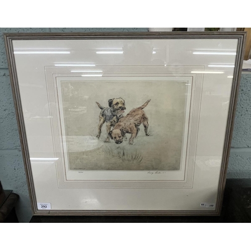 292 - Henry Wilkinson etching - Terriers - Approx image size: 30cm x 23cm