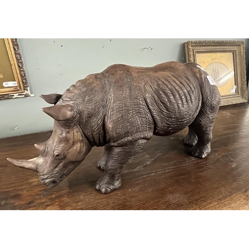 337 - Large & heavy Rhino - Approx H: 23cm  L: 42cm