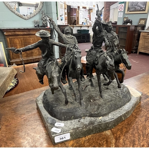 361 - Bronze signed Frederic Remington - Coming Through The Rye - Approx Height; 33cm Base approx 30cm x 2... 