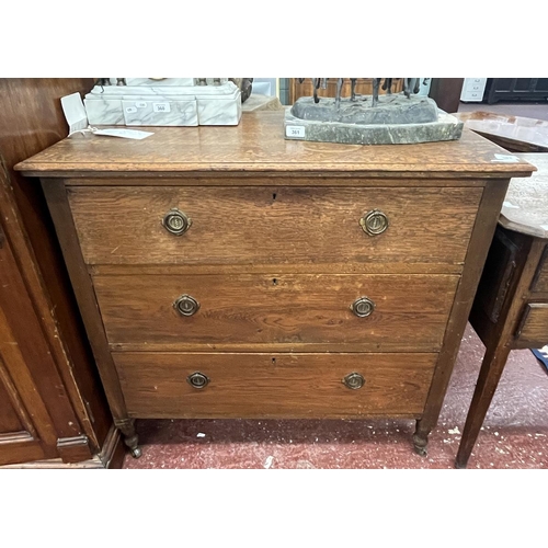362 - Oak chest of 3 drawers - Approx size: W: 90cm D: 48cm H: 86cm