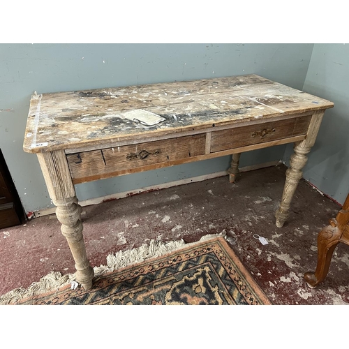 374 - Distressed pine side table