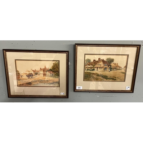 376 - 2 watercolours signed W H Finch - Rural village scenes - Approx image size: 25cm x 16cm