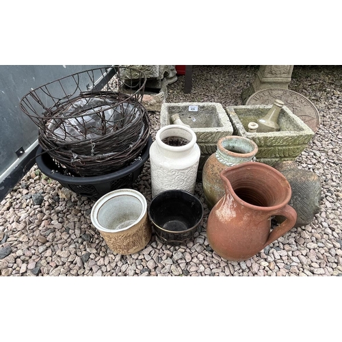 435 - Pair of stone planters & various plant pots etc