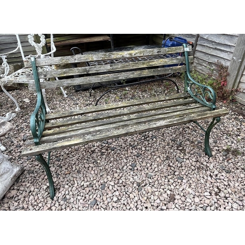 449 - Small metal & wood garden bench
