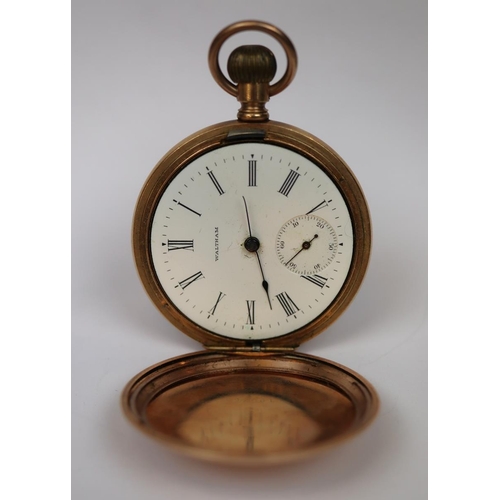 91 - 14ct gold plated Waltham pocket watch