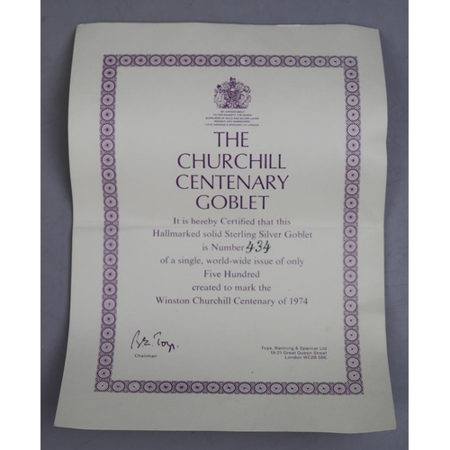 129 - Aurum boxed Churchill Centenary goblet - Approx height 14cm Weight: 143g