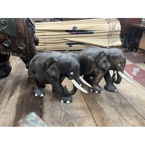 267 - Collection of wooden elephants