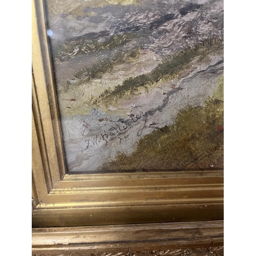 275 - Large rural oil in gilt frame - Approx image size: 64cm x 40cm