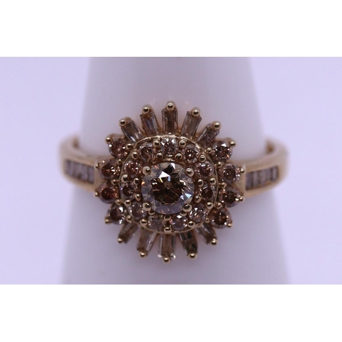 31 - Good 9ct gold cluster ring - Size N