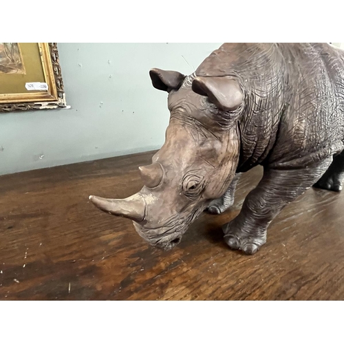 337 - Large & heavy Rhino - Approx H: 23cm  L: 42cm