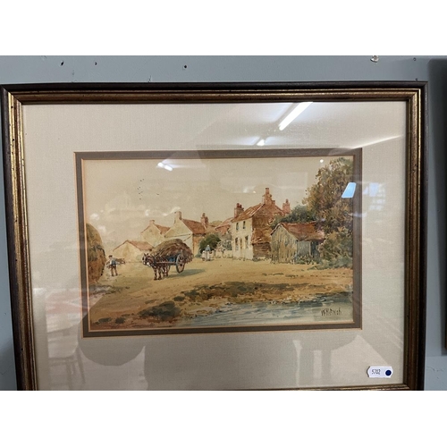 376 - 2 watercolours signed W H Finch - Rural village scenes - Approx image size: 25cm x 16cm