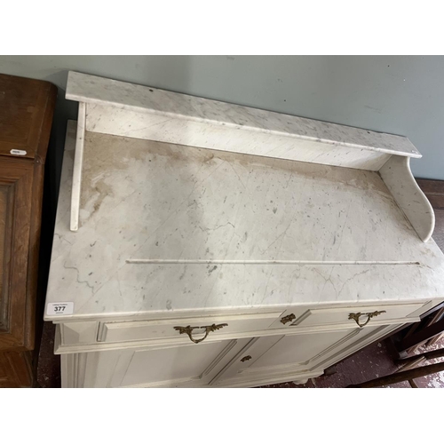 377 - Marble topped painted chiffonier - Approx size: W: 105cm D: 52cm H: 101cm