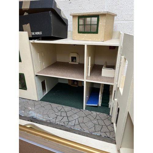 388 - Large Art Deco dolls house together with furniture and dolls