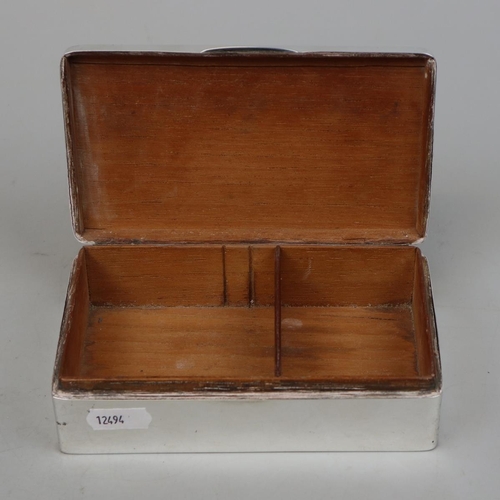 4 - Hallmarked silver cigarette box together with a hallmarked silver mirror