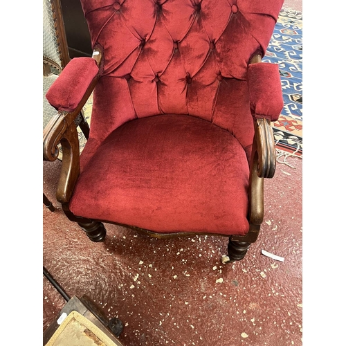 419 - Button-back upholstered Victorian chair