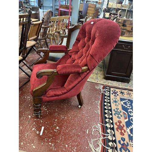 419 - Button-back upholstered Victorian chair