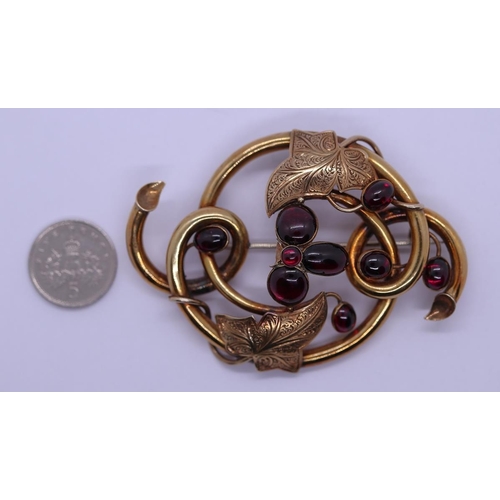 58 - 9ct gold stone set brooch - A/F - Approx gross weight 16g
