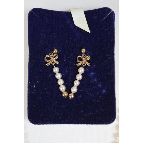 73 - Collection of pearls with 9ct gold clasps