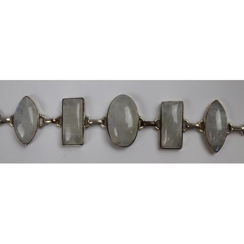 79 - Contemporary designer silver bracelet set with moonstones