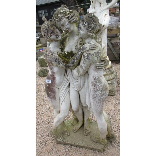 136 - Well weathered statue of The 3 Graces - Approx Height: 107cm