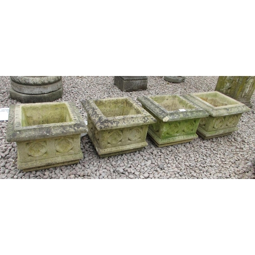 145 - Set of 4 stone square planters