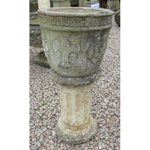 170 - Small stone planter on Greco-Roman plinth