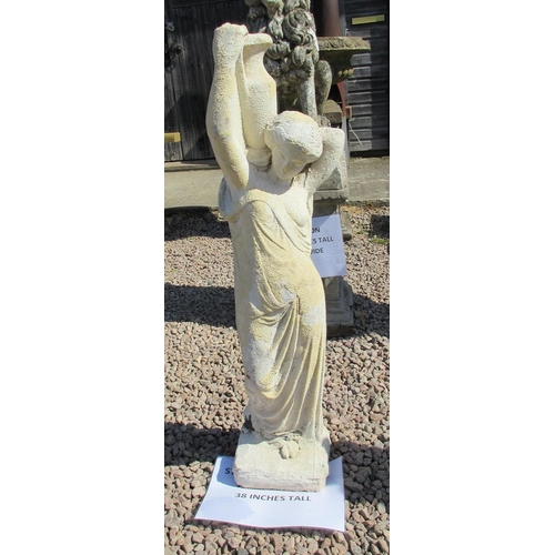 172 - Stone statue of a water carrier - Approx Height: 97cm