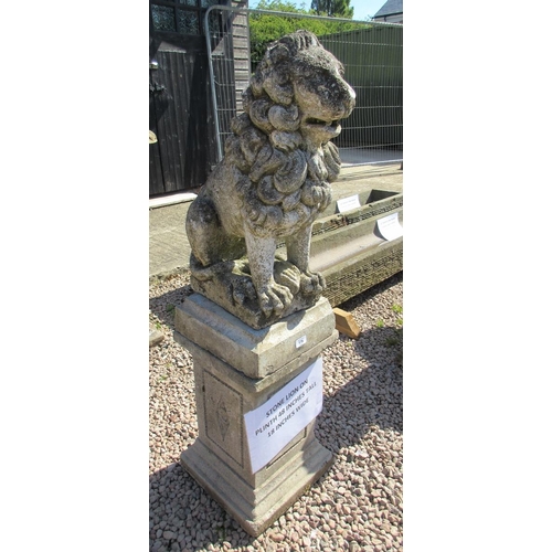 178 - Stone Lion on plinth - Approx Height: 122cm