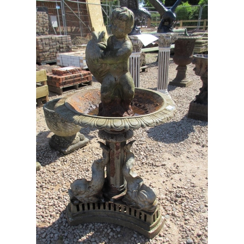 181 - Cast iron Victorian fountain featuring dolphins to base