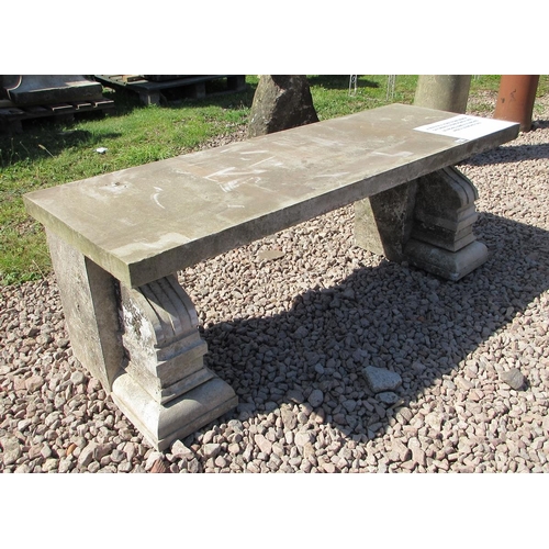 186 - Stone garden bench - Approx Length: 152cm  Width: 53cm  Height: 48cm