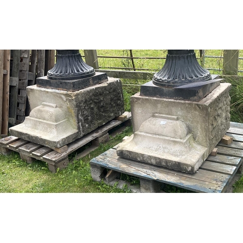 191 - Pair of heavy antique stone plinths - Approx Length: 127cm  Width: 44cm  Height: 48cm