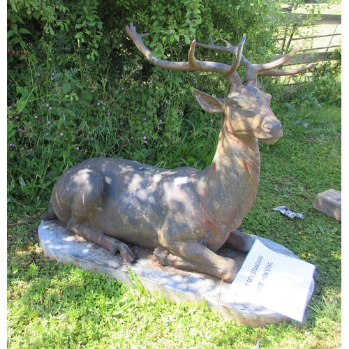 207 - Cast iron stag statue - Approx Height: 80cm