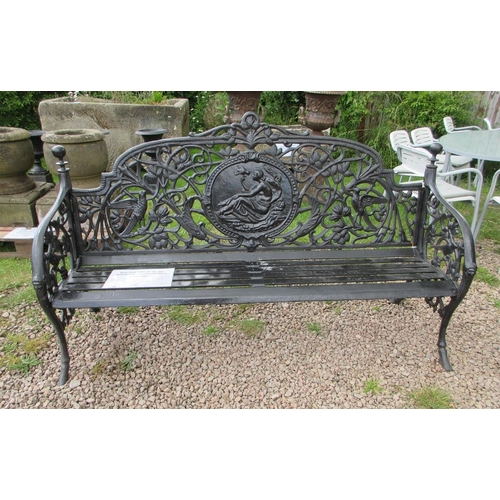 266 - Beautiful very heavy cast iron bench adored with birds - Approx Length: 180cm  Height: 107cm  Depth:... 