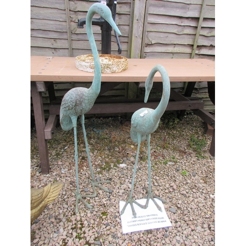 340 - Pair of bronze stork figures with verdigris finish - Approx Height: 113cm