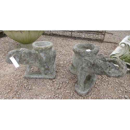 342 - 2 unusual stone planters in the form of elephants