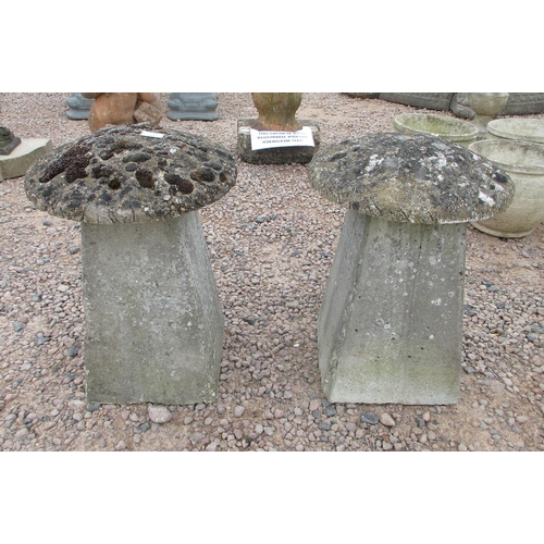 344 - Two small staddle stones - Approx Height: 61cm